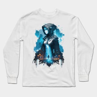 Young Woman Cyber Sci-Fi Fantasy Story Heroine Long Sleeve T-Shirt